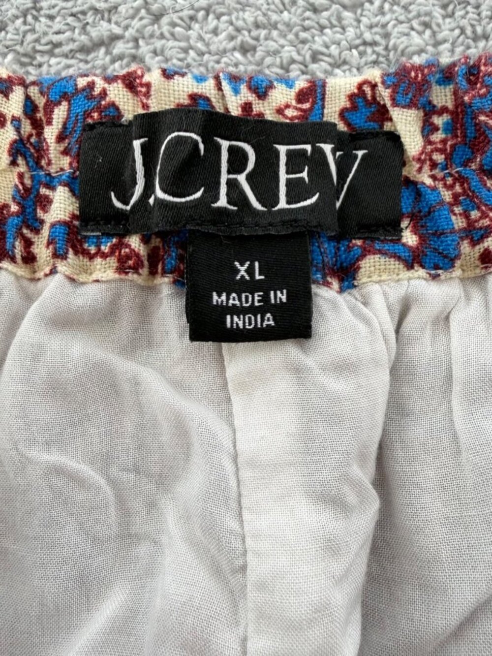 J.Crew NWOT Linen Paisley Mini Skirt Blue Ivory Boho Tiered Flowy Size XL - Picture 7 of 16